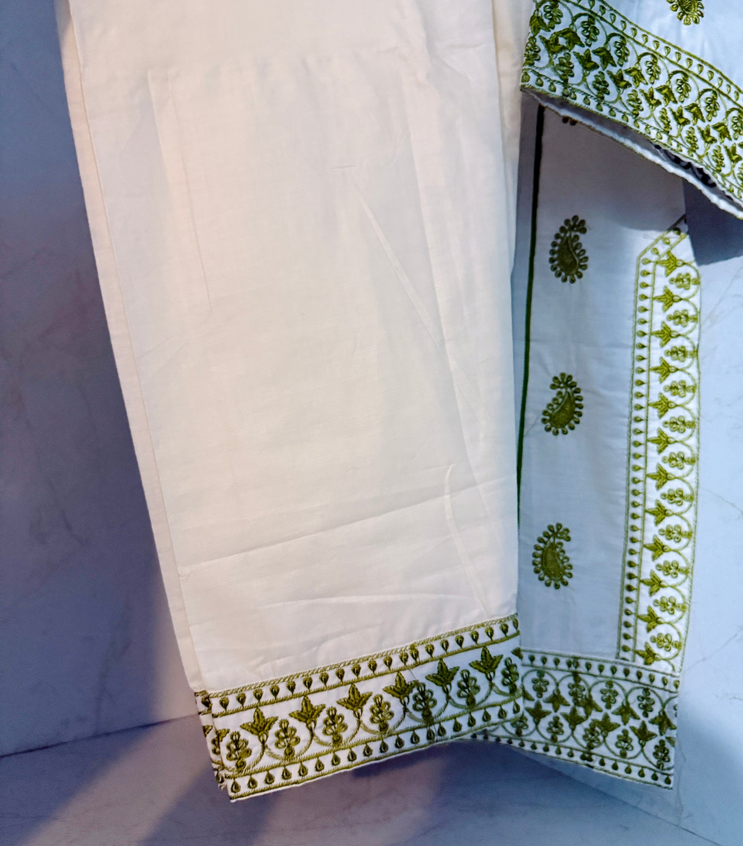 Prothoma Olive Glow – Embroidered Pakistani style Bangladeshi Suti Kurti
