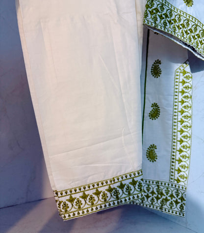 Prothoma Olive Glow – Embroidered Pakistani style Bangladeshi Suti Kurti