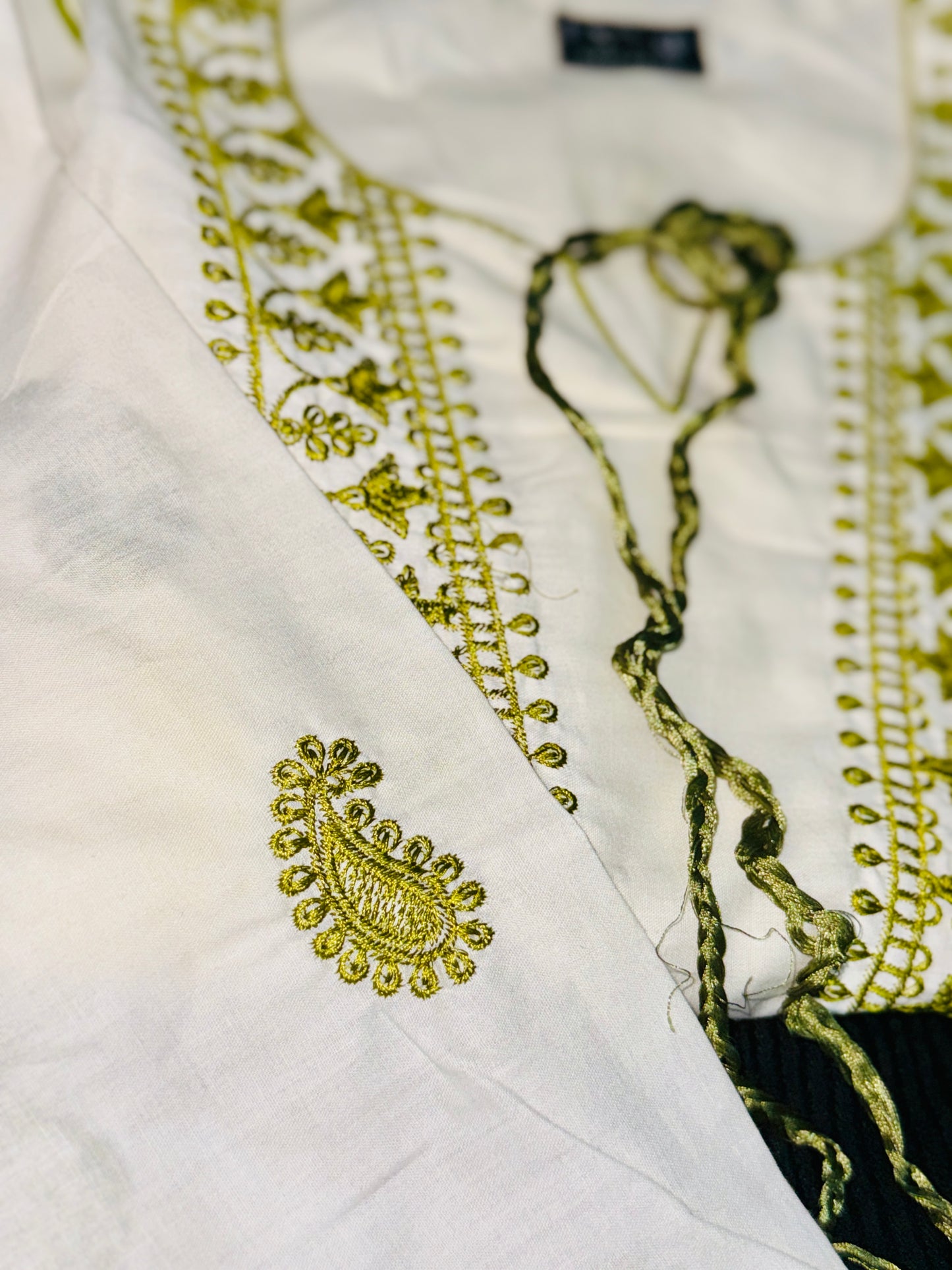 Prothoma Olive Glow – Embroidered Pakistani style Bangladeshi Suti Kurti