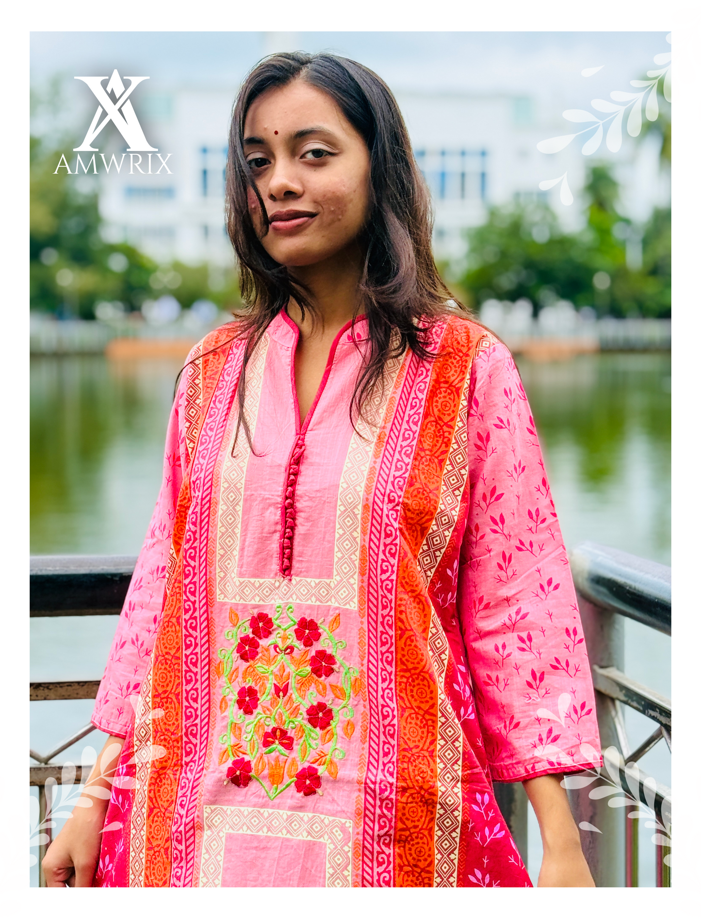 Blooming Pink Elegance | Premium Aarong Cotton Kameez One Piece