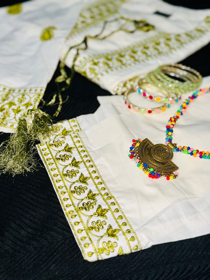 Prothoma Olive Glow – Embroidered Pakistani style Bangladeshi Suti Kurti