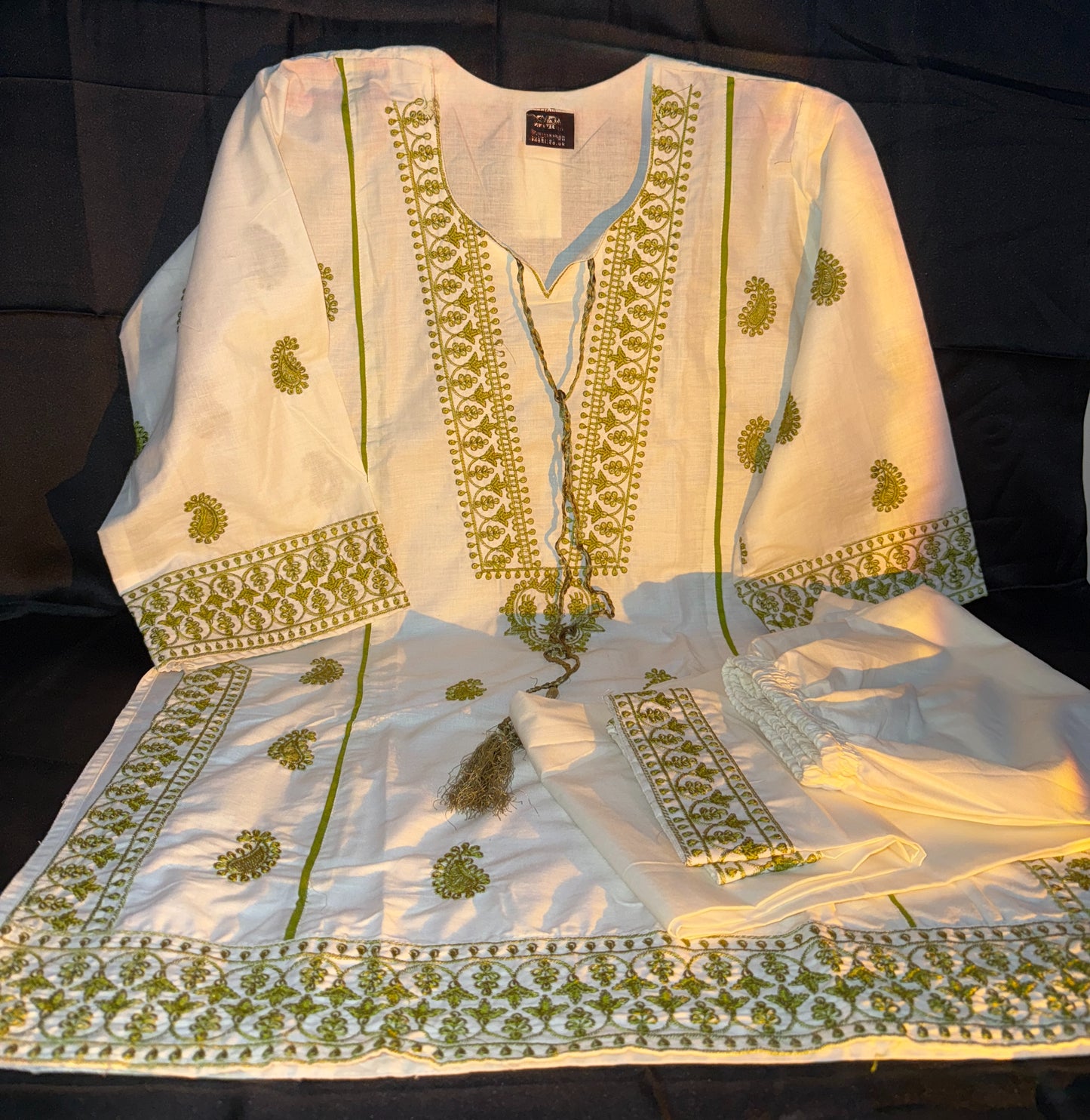 Prothoma Olive Glow – Embroidered Pakistani style Bangladeshi Suti Kurti